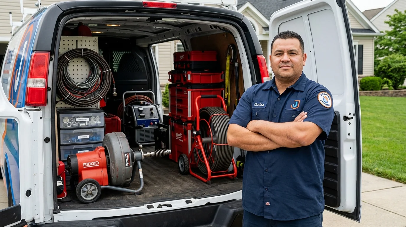 Professional drain cleaning equipment and Johns Plumbing LLC plumber in Castroville