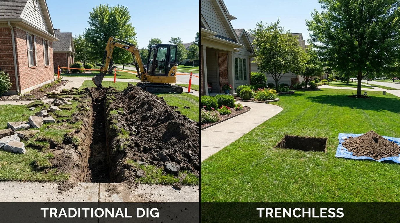 Trenchless sewer repair with minimal yard damage versus traditional excavation in Castroville, CA